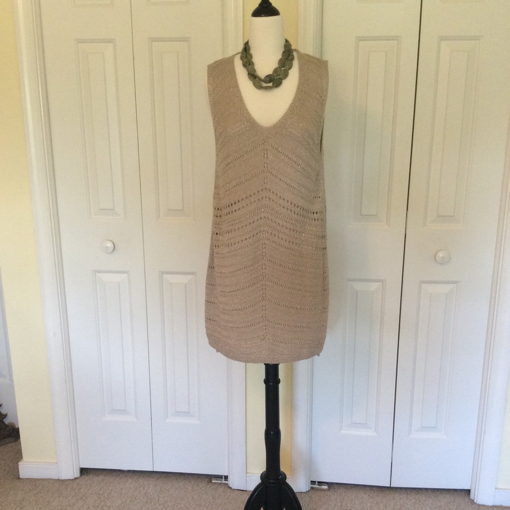 Cato - Beige and gold sweater tunic top.